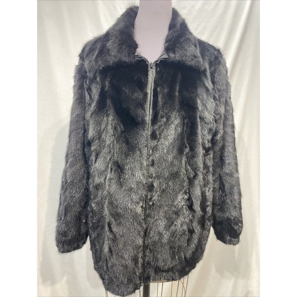 mink section black jacket reversible (402)